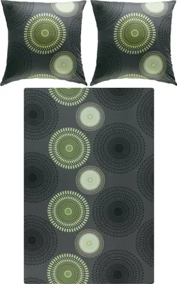 Produktbild von REDBEST Bettwäsche anthrazit-grün 1x 200x200 cm + 2x 80x80 cm
