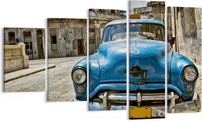 Produktbild von Bild auf Leinwand - Leinwandbild - Auto Retro Kuba Havanna - 100x60cm - Wand Bild - Wanddeko - Leinwanddruck - Bilder - Kunstdruck - Wanddekoration - Leinwand bilder - Wandkunst - EG100x60-2461