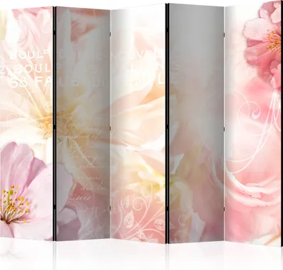 Produktbild von Akusticher Raumteiler Blumen Foto Paravent 225x172 cm beidseitig auf Vlies-Leinwand bedruckt Akustikschaum Trennwand Spanische Wand Sichtschutz Home Office Natur Botanik Pastell b-C-0093-z-c