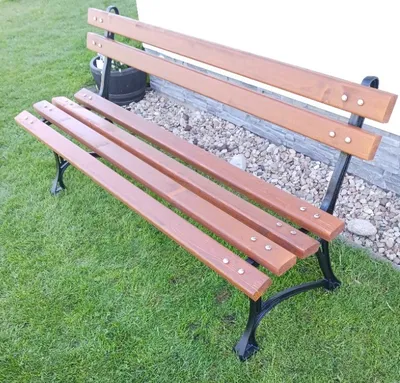 Produktbild von Gartenbank 150 cm Serie OA mit 3,5 cm starken Fichtenholzbrettern und Gusseisen