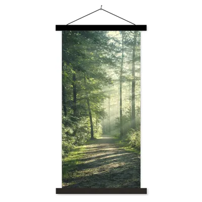 Produktbild von MuchoWow® Textilposter Wald - Licht - Weg 40x80 cm mit schwarzem Rahmen - Wandemalerei