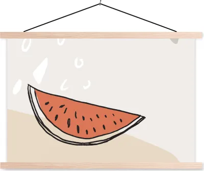 Produktbild von MuchoWow® Textilposter Sommer - Melone - Rot 60x40 cm mit holzfarbenen Rahmen - Bilder