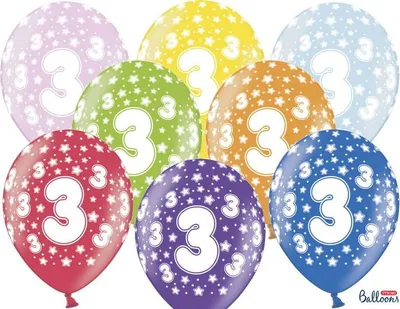Produktbild von Luftballons 30cm, 3. Geburtstag, Metallic Mix (1 Packung / 50 Stück)