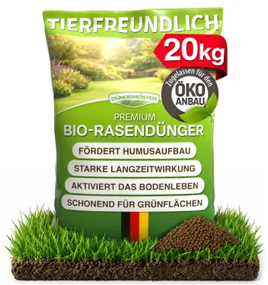 Produktbild von Rasendünger Natur Aktiv - schneller Humusaufbau, starke Langzeitwirkung, aktiviert müde und ausgelaugte Böden, heilt Rasenlücken, kein Rasenfilz - 20,2 kg