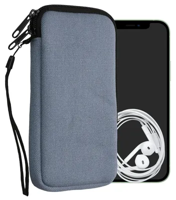 Produktbild von kwmobile Handy Tasche kompatibel mit Smartphones XL - 6,7/6,8" Hülle - Canvas Handyhülle mit Mikrofaser Inlay in Jeansblau - Handytasche mit 17,2 x