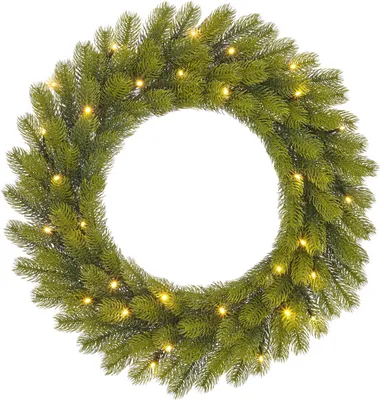 Produktbild von Black Box Trees Nigata Weihnachtskranz mit LED-Lichtern - Ø60 cm - Grün