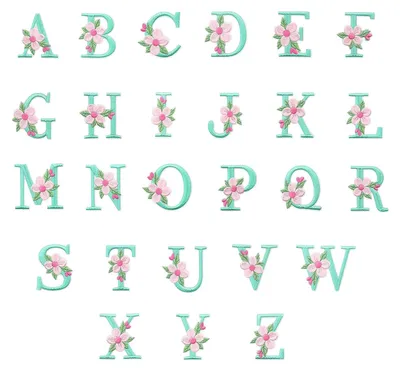 26 selbstklebende Buchstaben A-Z, grün, Blumenstickerei, Aufnäher
