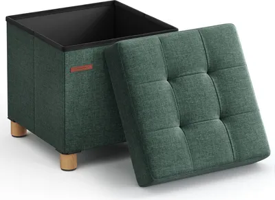 Produktbild von SONGMICS Sitzhocker, 37L, klappbare Sitztruhe, Aufbewahrungsbox, Vintagegrün