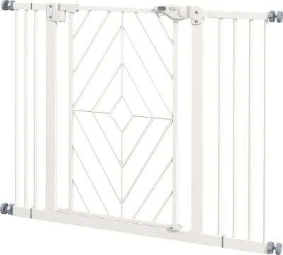 Produktbild von Treppenschutzgitter Hunde Automatische Tür Bohrfrei Absperrgitter 74-100Cm Weiß