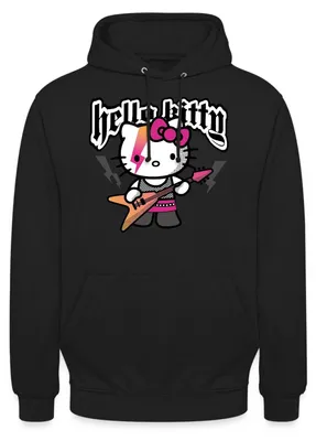 Produktbild von Spreadshirt Hello Kitty E-Gitarre Rock Style Uni Hoodie, M, Schwarz