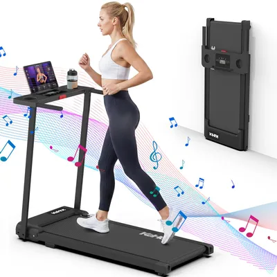 Produktbild von Kompaktes 3-in-1 Klapp-Laufband Für Zuhause, 2,5 PS Motor, 1–12 km/h, LED-Display, 12 Programme, Bluetooth-Lautsprecher, Walking Pad Für Zuhause