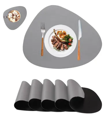 Platzsets oval, abwaschbar, rutschfest, Lederoptik, 6er Set, 42x32 cm