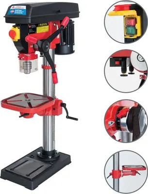 Zdjęcie produktu dla Airpress 16-980, Wiertarka stołowa, Zamek centralny, MT2, Przyciski, obrotowy, Czarny, Czerwony, 180 RPM