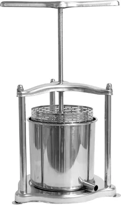 Produktbild von 100% Edelstahl - Mini Obstpresse manuell/Beerenpresse (Traubenpresse) / Kloßpresse, inkl. Presstuch (6 Liter)