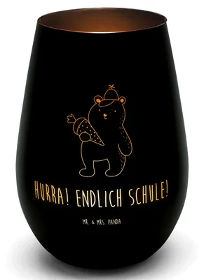 Produktbild von Mr. & Mrs. Panda Laterne Bär Schultüte - Schwarz - Geschenk, Einschulung, Teelichthalter Glas, Kerzenglas, Windlicht, Grundschule, Gravur, Erster Schultag, Teddy, Outdoor