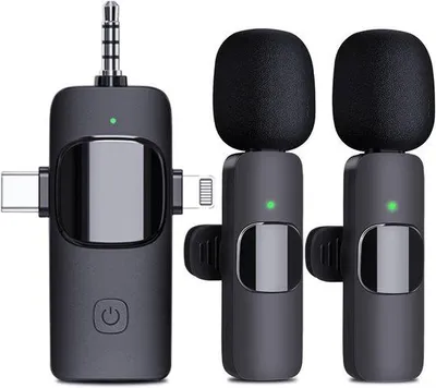 Produktbild von Professionelle 3-in-1 Lavalier-Mikrofon mit USB-C, für Videoaufnahmen, YouTube, TikTok, kompatibel mit iPhone, Android, iPad