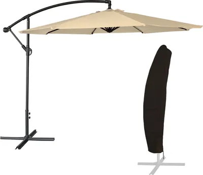Image de Parasol déporté OAHU rond 3,50m de diamètre beige + housse