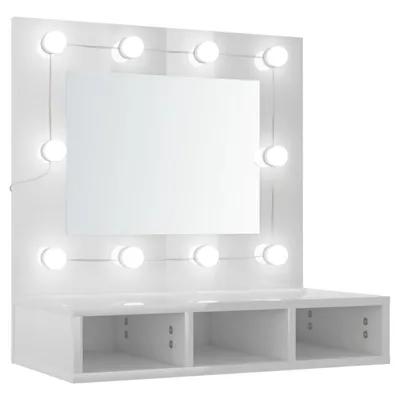 Obrázek produktu pro Zrcadlová skříňka s LED bílá s vysokým leskem 60x31,5x62 cm