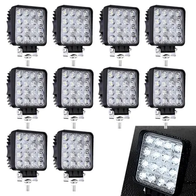 Obrázek produktu pro Jiubiaz obdélník LED pracovní světlo IP67 vodotěsné 12V 24V LED světlomet pro nákladní vozidla, offroad, SUV, ATV, traktor couvací světlo 48W 10 kusů