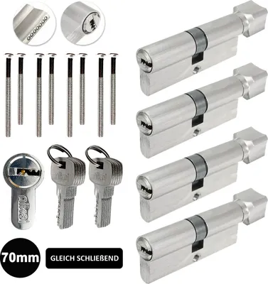 Produktbild von 4x Knauf Zylinderschloss Schließzylinder Tür Zylinder Knaufzylinder 70mm (35/35mm) Gleichschließend
