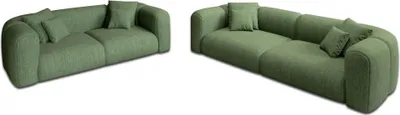 Produktbild von Strukturstoff 3-2-Sitzer Sofa Set Belio Grün