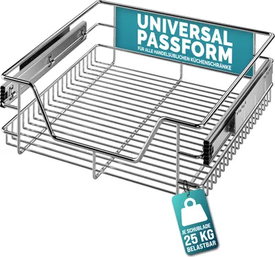 Produktbild von CASARIA® Teleskopschublade Ausziehbare Schublade Küche 50cm 25kg Belastbar Verchromt Korbauszug mit Zubehör Haushalt Küchenschrank Kleiderschrank