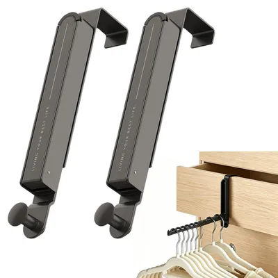 Produktbild von Türgarderobe klappbar Aluminium Grau für bis zu 6 Kleiderbügel unter 4.8 cm Türfalz