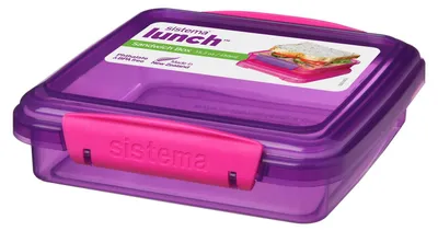 Image de Système de boîte repas Sandwichbox, 450 ml, polyvalent, fermeture hermétique, 15,5 x 15 x 4,3 cm, couleur violette