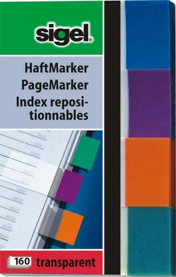Produktbild von Haftmarker Transparent 50x80mm 4 Farben im Pocket VE=10x160 Blatt