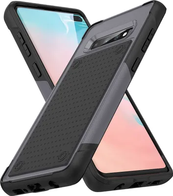 Produktbild von Für Samsung Galaxy S10 Plus Hülle Militärqualität Stoßfest Hybrid 2 in 1 Hart PC Weich TPU Handyhülle Grau Schwarz