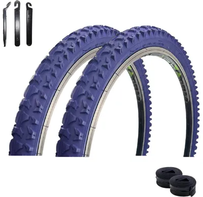 Produktbild von 2 x Roverstone Fahrradreifen 24 x 2,125 (57-507) Dunkelblau + 2 Schläuche DV inkl. Reifenheber