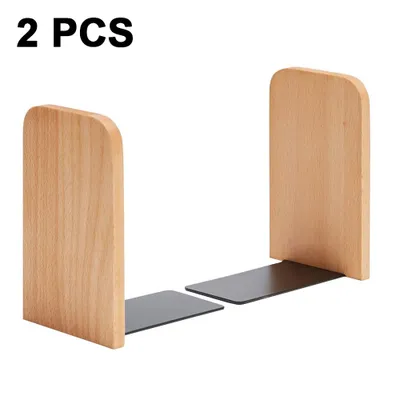 Produktbild von 2 Stück einfache Holz-Buchstützen, verdickte Bücherregale, Buchstützen, Massivholz für Studenten runder Kopf / quadratischer Kopf(Vierkantkopf aus Buche)