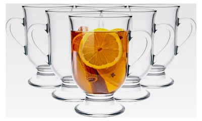 Produktbild von Kaffeetassen Set 6-teilig – 420 ml Glühweintassen mit Henkel aus Glas, geeignet für Kaffee, Tee und Heißgetränke, hitzebeständig und spülmaschinenfest
