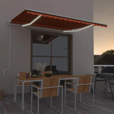 Produktbild von Design Automatische Markise mit LED Windsensor 400x300 cm Orange/Braun, Markisen 2024 Neu