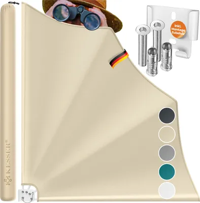 Produktbild von KESSER® Balkonfächer klappbar mit Wandhalterung | 140x140cm | Sichtschutz Balkon Windschutz | Balkonsichtschutz | Seitenmarkise | witterungsbeständig | inkl. Montagematerial |