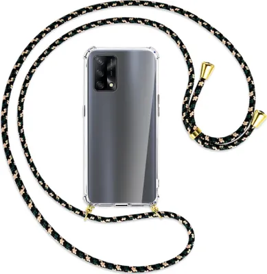 Produktbild von Handykette Backcover-Schutzhülle mit Band (Metall goldfarben) für Oppo A74 4G, Oppo F19 4G - camouflage