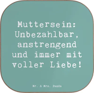 Produktbild von Mr. & Mrs. Panda Holzuntersetzer Spruch Mutter Liebe - Meeresbrise - Geschenk, Herausforderung, Geschenke, bieruntersetzer, Untersetzer für Gläser, Geburtstage, Familie