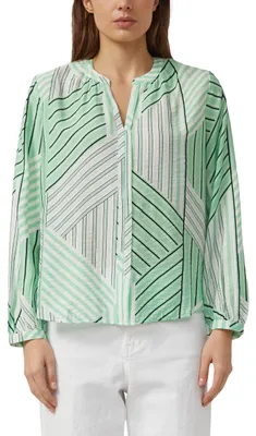 Produktbild von s.Oliver Damen Bluse – Viskose, Raffung, All-Over-Print, Langarm