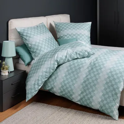 Immagine prodotto di Biancheria da letto Janine in raso di mako 200x220, 2 pezzi  Moments 98128-06-622 verde turchese