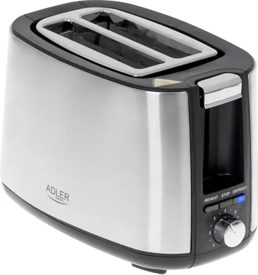 Produktbild von Adler Toaster 2 Scheiben, 900W, Silber, 7 Stufen, Aufwärmfunktion