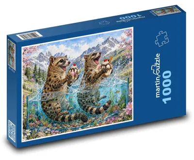 Produktbild von Puzzle 1000 Zwei Plumploris mit Aquarium - martinpuzzle