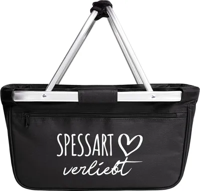 Produktbild von Huuraa Einkaufskorb Spessart verliebt 20 Liter Black faltbarer Tragekorb Geschenkidee