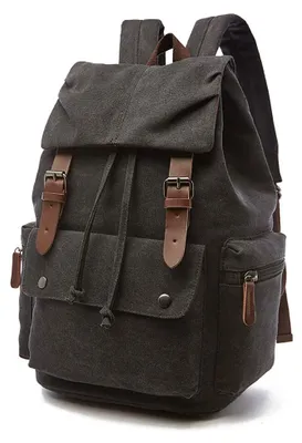 Produktbild von Rucksack Canvas, für Laptop und Reisen, Uni, schwarz