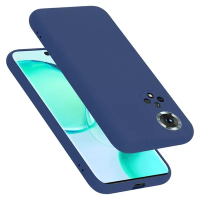A blue phone case is shown on top of a smartphone.