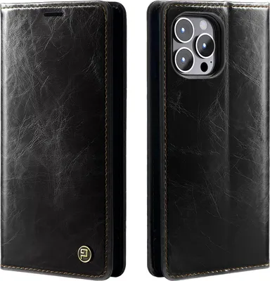 Produktbild von Handyhülle für Apple iPhone 16 Pro Kunstleder Flip Cover Hülle RFID Schutz Case Kartenfach Farbe: Schwarz