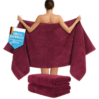 Produktbild von Hammetex Saunahandtücher 2er Set 80x200 cm – 100% Baumwolle Frottier, 500 GSM,