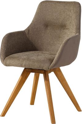 MASSIVMOEBEL24 Drehstuhl Wildeiche 56x60x87 taupe TACOMA #12