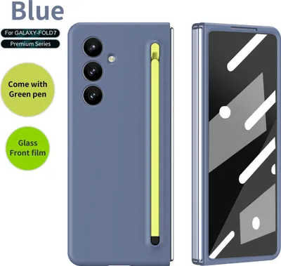 Produktbild von Handyhülle für Samsung Galaxy Z Fold 7 Schlank Stoßfest Kratzfest Schutzhülle mit Eingabestift und Displayschutz Blau Grün