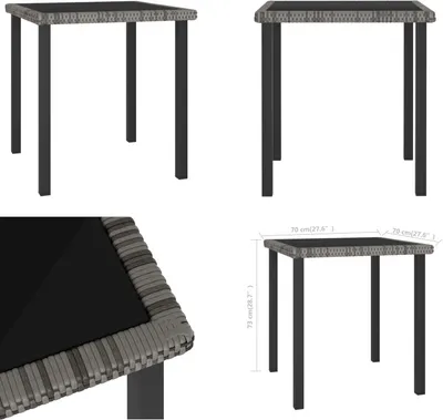 Image de vidaXL Table de jardin Gris 70x70x73 cm Poly Rotin - Table de jardin - Tables - Tables