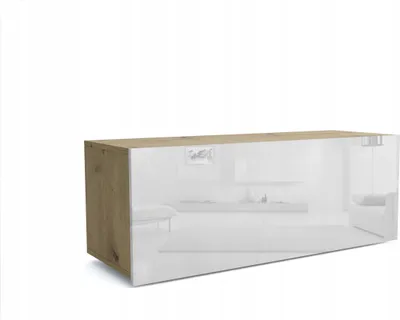 Produktbild von Hängeschrank - Schrank - Eiche Artisan / Weiß - Hochglanz - 100 x 35 x 35 cm - Wandschrank für Wohnzimmer Klapphängeschrank - Wandregal - Aktenschrank - Oberschrank
